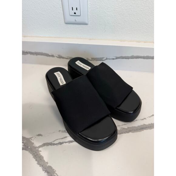 Steve Madden Platform Slip Ons Y2K Style Slides Shoes WOmen's Size 10 Black - Picture 7 of 8